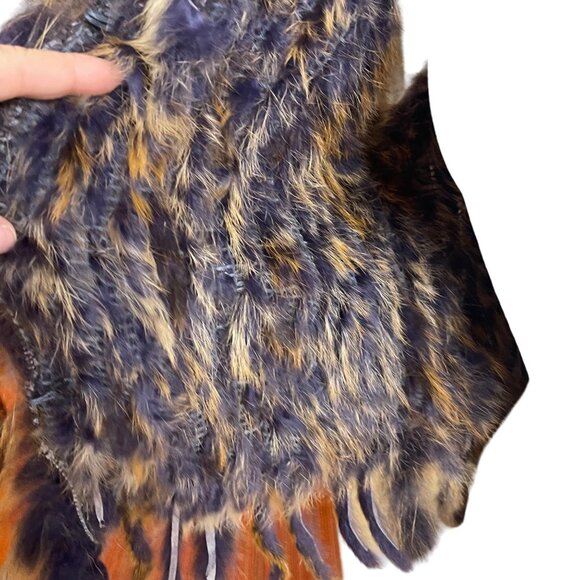 Adore Womens Vest Size Small Brown Racoon Rabbit Fur Knit Fringe Casual - Picture 6 of 8